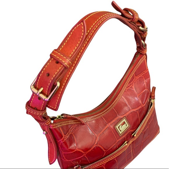EUC  Dooney & Bourke Red Croc-embossed Leather - Picture 3 of 7